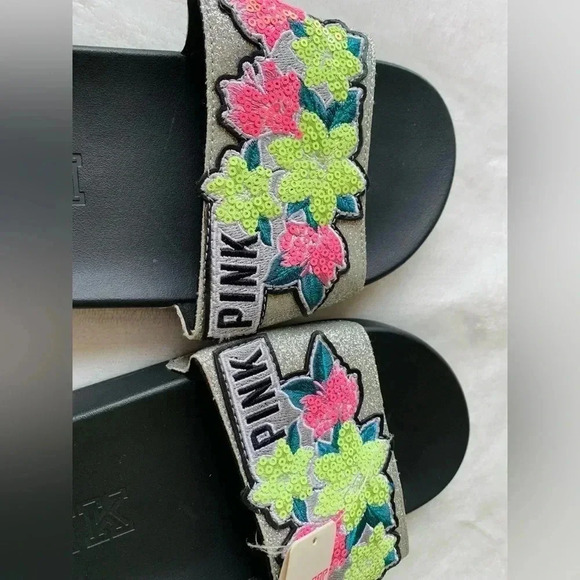 PINK VICTORIA’S SECRET BLING NEON FLORAL SLIPPER - Picture 5 of 5